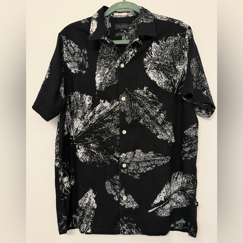 Ted Baker Black and White Leaf Print Men's Shirt